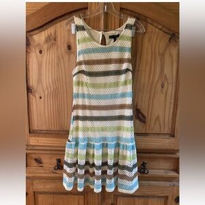 City Studio white green blue brown striped crocheted tank dress size XL - NWT